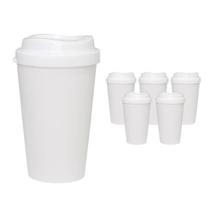 Kit 6 Copos Mug Branco 320Ml Plástico Premium
