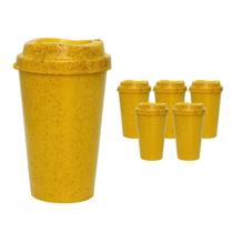 Kit 6 Copos Mug Fibra Madeira Greencolors Amarelo 320Ml