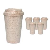 Kit 6 Copos Mug Fibra Madeira Greencolors Palha 320Ml