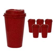 Kit 6 Copos Mug Fibra Madeira Greencolors Vermelho 320Ml