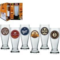 Kit 6 Copos Munich Pilsen Chopp Cerveja Estampas Sortidas