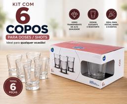 Kit 6 Copos Nadir Ole 60ml em Vidro Perfeito para Shot e Dose Kit 6 Copos Nadir Ole 60ml em Vidro Perfeito para Shot e Dose