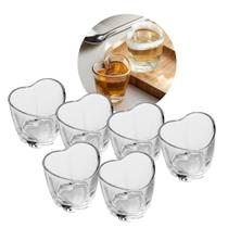 Kit 6 Copos para Shot de Vidro Dose Degustação Coração Transparente Lyor 50ml