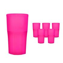 Kit 6 Copos Roma Rosa Neon 360Ml Plástico Premium