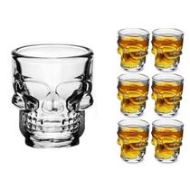 Kit 6 Copos Tequila Shot Caveira Dose Whisky Drink Vidro Bar - Cabral Imports