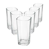 Kit 6 Copos Texas Quadrado Vidro Transparente Mesa Posta 320ml Kit 6 Copos Texas Quadrado Vidro Transparente Mesa Posta 320ml