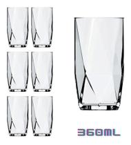 Kit 6 Copos Topázio 360ml Vidro Água Suco Nadir Figueiredo