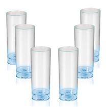 Kit 6 Copos Tubo Led Transparente Acrílico Krystalon Azul