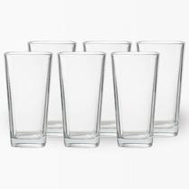 Kit 6 Copos Vidro 260ml Transparente Venice Base Quadrada Suco