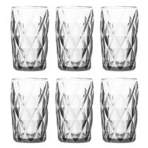 Kit 6 Copos Vidro Diamond Transparente 370ml Resistente