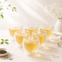 Kit 6 Copos Vidro Duplo Térmico Chá Café 250ml Luxo Transparente