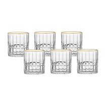 Kit 6 Copos Vidro Whisky 310ml Borda Dourada Cristalle Kit 6 Copos Vidro Whisky 310ml Borda Dourada Cristalle