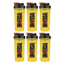 Kit 6 Coqueteleira Shakeira Universal Amarela 600ml Academia Treino Musculação Shake Exclusiva