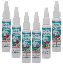 Kit 6 Corantes Liquido Gel ul Turquesa 25G Iceberg