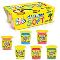 Kit 6 Cores Massinha de Modelar Acrilex Soft 900g Artkids