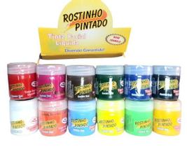 kit 6 cores Tinta liquida p/ Pintura Facial Rostinho Pintado