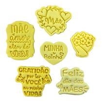Kit 6 Cortador Biscoito Dia das Mães Amor Minha Vida
