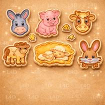Kit 6 Cortador Biscoito Fazendinha Animais Molde Cookie Fazenda