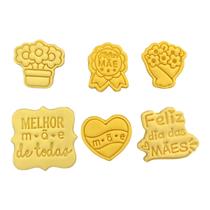 Kit 6 Cortador Feliz Dia das Mães Flores Medalha Kit 6 Cortador Feliz Dia das Mães Flores Medalha