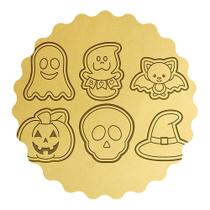 Kit 6 Cortadores Halloween Abóbora Fantasmas Caveira