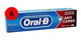 Kit 6 Cremes Dental Anticáries Menta Suave 1.2.3. 70g Oral-b