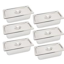 Kit 6 Cuba e Tampa Gastronômica Inox GN 1/4X100 Restaurante Kit 6 Cuba e Tampa Gastronômica Inox GN 1/4X100 Restaurante