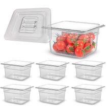 Kit 6 Cuba Gastronomica C/ Tampa Gn Buffet Acrilico 1/6 10cm