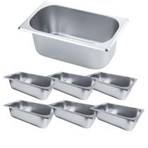 Kit 6 Cuba Gastronômica Inox GN 1/4X100 Cozinha Restaurante Kit 6 Cuba Gastronômica Inox GN 1/4X100 Cozinha Restaurante