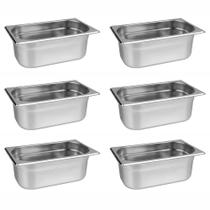 Kit 6 Cubas Gastronômicas GN 1/4X100MM em Inox para Buffet Sebem