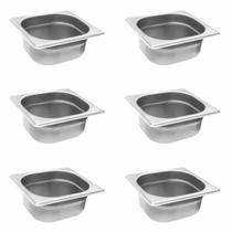 Kit 6 Cubas Gastronômicas GN 1/6x65MM em Inox para Buffet Sebem