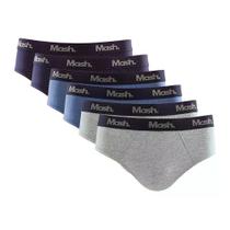 Kit 6 Cueca Mash Slip Algodão Elástico Básica Confortável