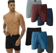 Kit 6 Cueca Samba Canção Estampada Short Microfibra Cuecas