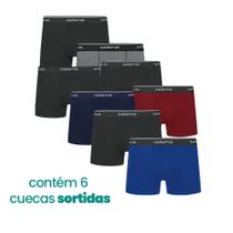 Kit 6 Cuecas Adulto Boxer Selene Box Algodão Cotton Masculina