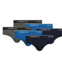 Kit 6 Cuecas Adulto Selene Modelo Slip De Algodão Com Elástico De 30 MM