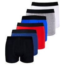 Kit 6 Cuecas Boxer Box Algodão Cotton Lisa Básica Casual