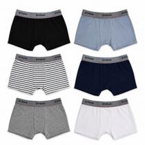 Kit 6 Cuecas Boxer Infantil Basic Algodão