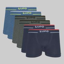 Kit 6 Cuecas Boxer Lupo Fio Texturizado Sortidos 00733