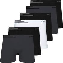 Kit 6 Cuecas Boxer Lupo Masculina Poliamida Sem Costura Atacado Box Original Kit 6 Cuecas Boxer Lupo Masculina Poliamida Sem Costura Atacado Box Original