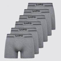 Kit 6 Cuecas Boxer Lupo Microfibra Sem Costura Cinza e Preta