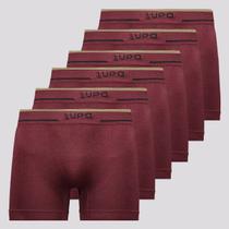 Kit 6 Cuecas Boxer Lupo Microfibra Sem Costura Marsala