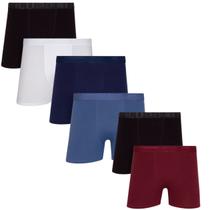 Kit 6 Cuecas Boxer Masculina Conforto Cintura Média Tecido Suave Respirável Uso Diário Exercício Trabalho Casual Kit 6 Cuecas Boxer Masculina Conforto Cintura Média Tecido Suave Respirável Uso Diário Exercício Trabalho Casual
