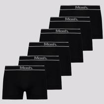 Kit 6 Cuecas Boxer Mash Sem Costura Preta