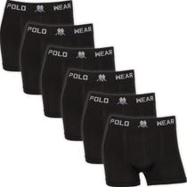 Kit 6 Cuecas Boxer Polo Wear Masculina Poliéster Sem Costura Cueca Box Adulto Confortável Atacado