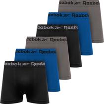 Kit 6 Cuecas Boxer Reebok Cueca Poliéster Masculina Box Sem Costura Original Kit 6 Cuecas Boxer Reebok Cueca Poliéster Masculina Box Sem Costura Original