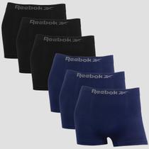 Kit 6 Cuecas Boxer Reebok Masculina Microfibra Premium Lisa