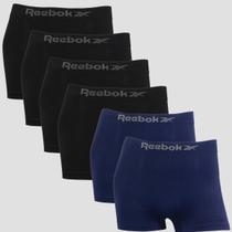 Kit 6 Cuecas Boxer Reebok Masculina Microfibra Premium Lisa