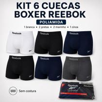 Kit 6 Cuecas Boxer Reebok Poliamida Sem Costura Original Kit 6 Cuecas Boxer Reebok Poliamida Sem Costura Original