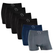 Kit 6 Cuecas Boxer RP Masculina Sem Costula Cós Largo Basica