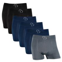 Kit 6 Cuecas Boxer RP Masculina Sem Costula Cós Largo Basica