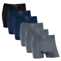 Kit 6 Cuecas Boxer RP Masculina Sem Costula Cós Largo Basica